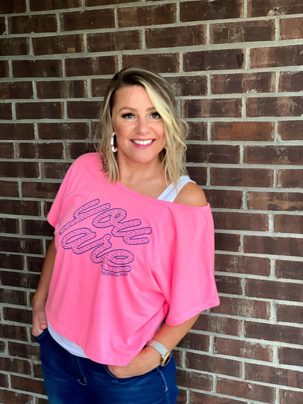 Neon Pink “You Are” Ladies Boxy Tee