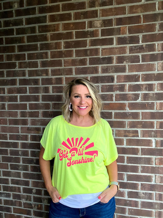 Neon Yellow “Get a lil’ Sonshine” Ladies Boxy Tee